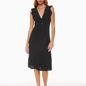 Aritzia Sunday Best Exude Black Midi Dress with Button Detail